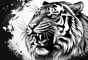 Tiger wearing crown roaring tattoo idea