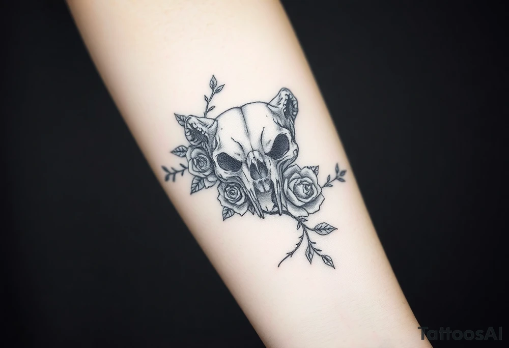 bear skull intertwined with climbing roses and thorny vines tattoo idea bear skull intertwined with climbing roses and thorny vines tattoo idea