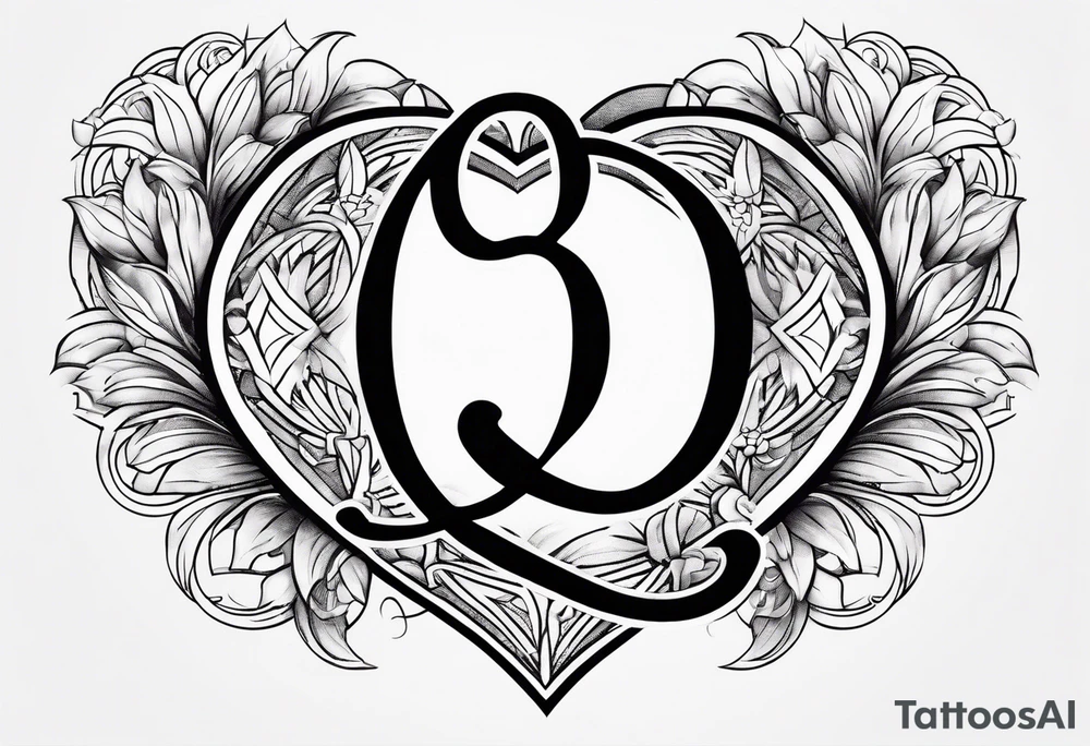 The letter Q with a heart tattoo idea