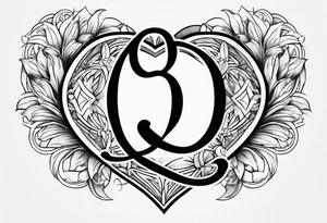 The letter Q with a heart tattoo idea
