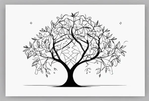 fine line vines, tree, minor geometric aspects. tattoo idea