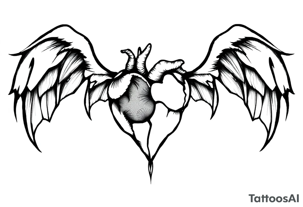Heart and moon combination tattoo idea