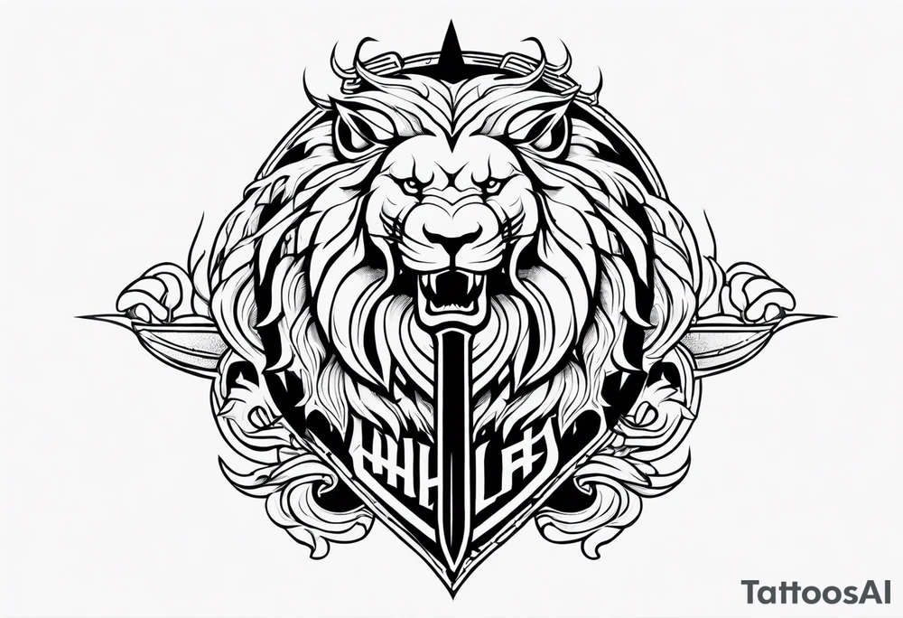 Valhalla sword  dragon lion tattoo idea