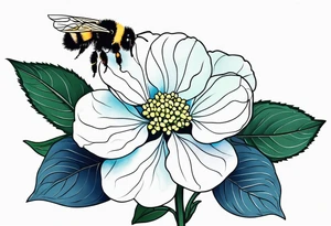 Hydrangea flower with a small bee, small tattoo idea