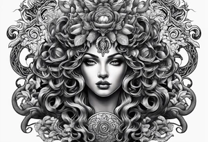 beautiful but mysterious medusa with the serpants clearly showing tattoo idea
