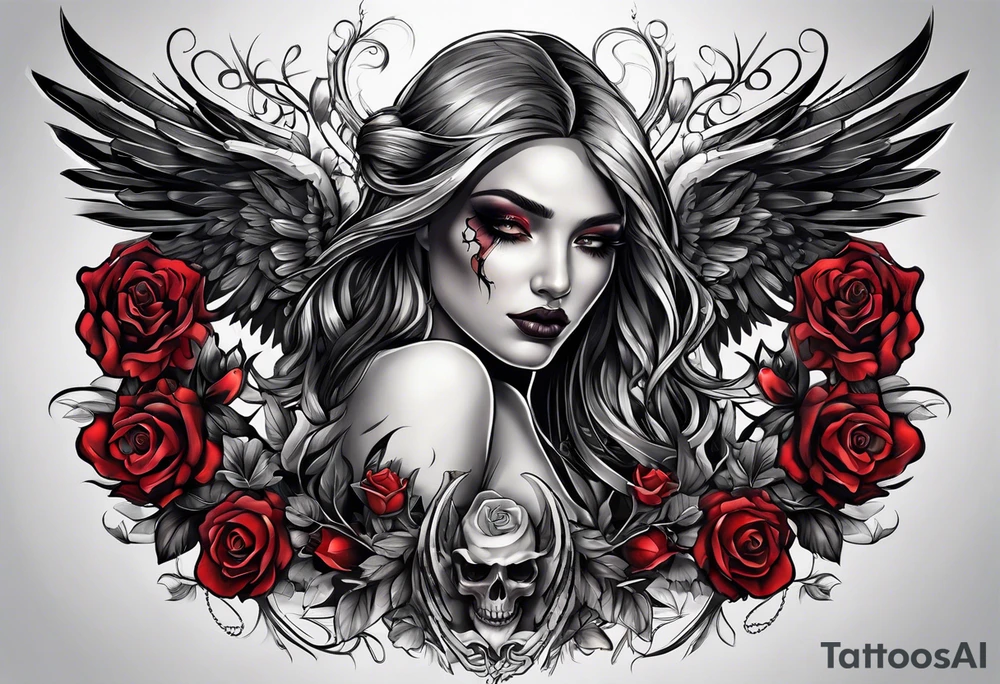 portrait of the angel of death tattoo idea