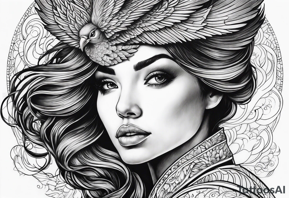 Woman rising like the phoenix tattoo idea