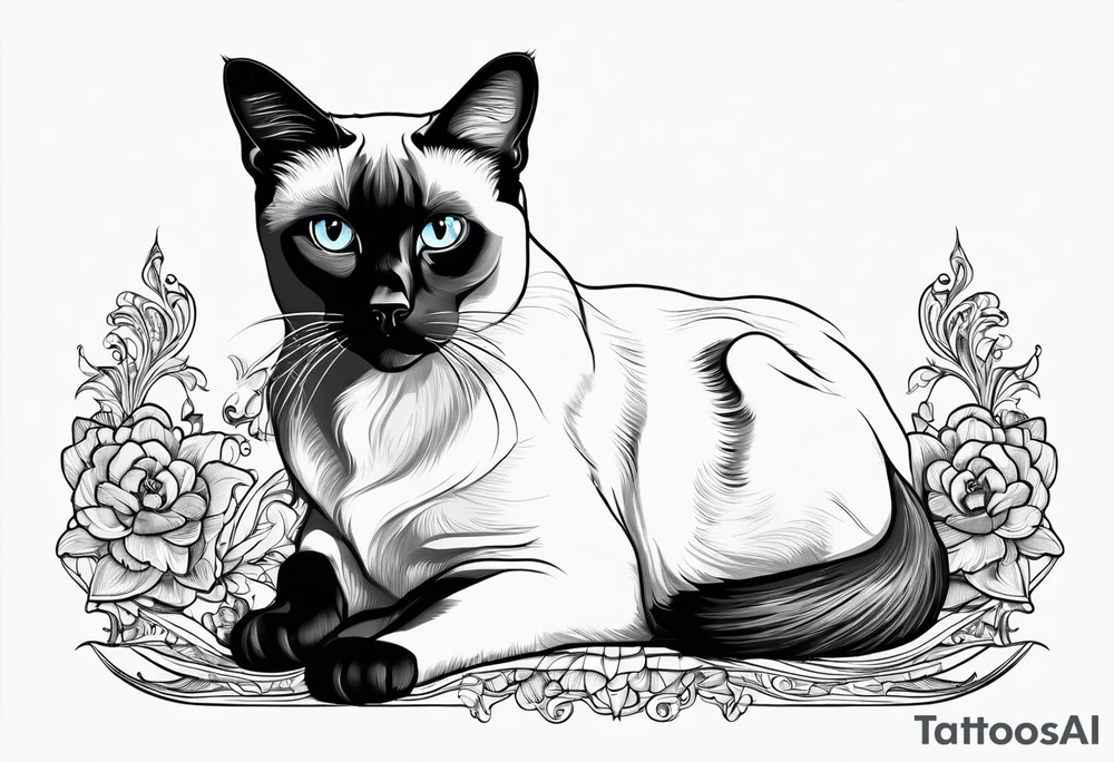 Siamese cat looking at a dog tattoo idea