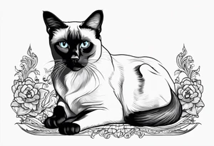 Siamese cat looking at a dog tattoo idea