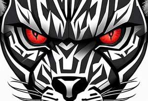 unique black panther, striking red eyes tattoo idea