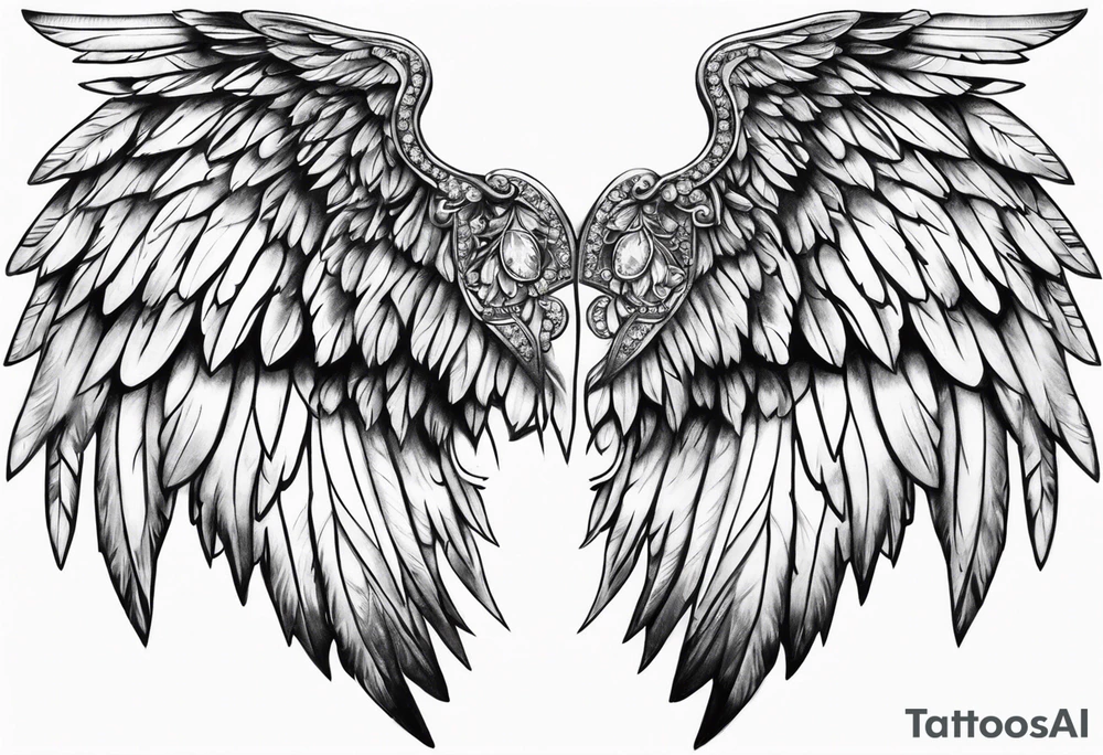 Diamond angel wings tattoo idea