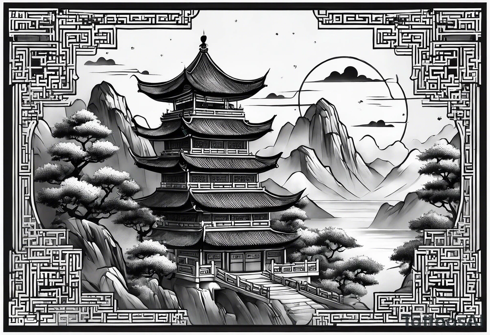 traditional chinese painting tattoo idea