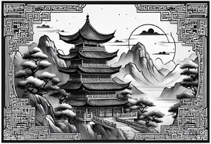 traditional chinese painting tattoo idea