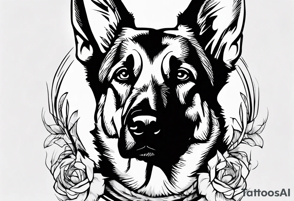 German Shepherd portrait tattoo idea