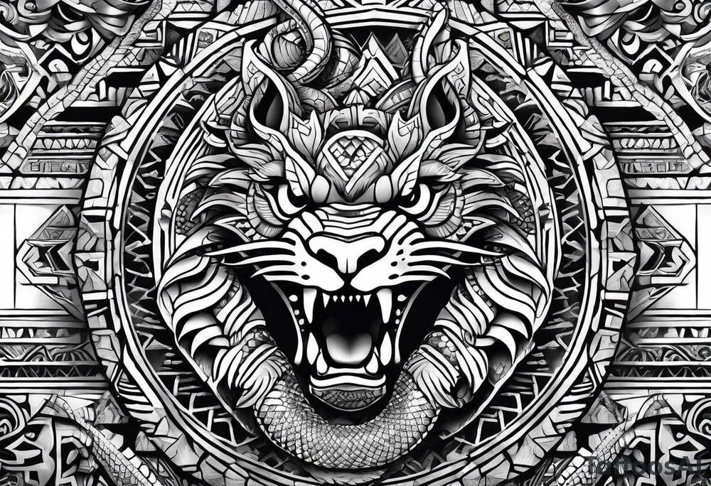 Aztec snake, arm sleeve, tattoo idea