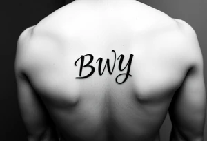 Inside finger tattoo with initials BWY in cursive tattoo idea