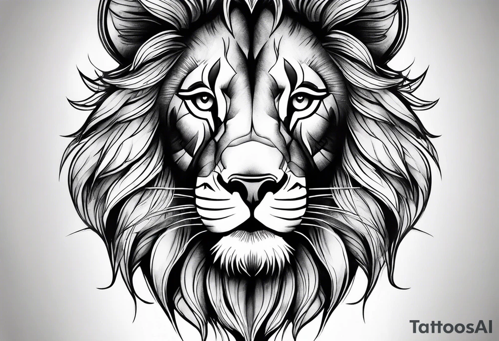 Lion face thigh tattoo tattoo idea
