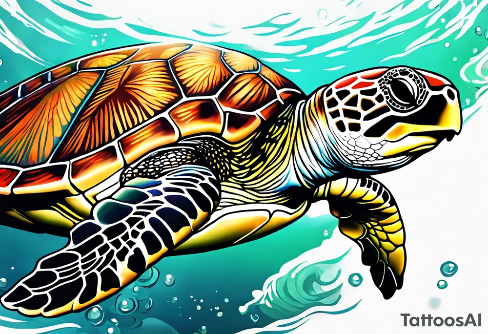 green sea turtle tattoo idea