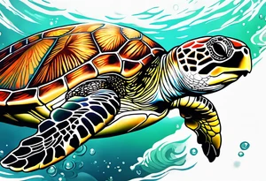 green sea turtle tattoo idea