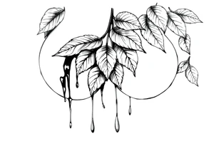 big breasts covered with leaves dripping with ink, tattoo idea