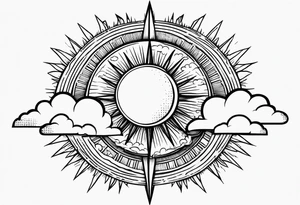 sunshine with beams coming out of clouds tattoo idea