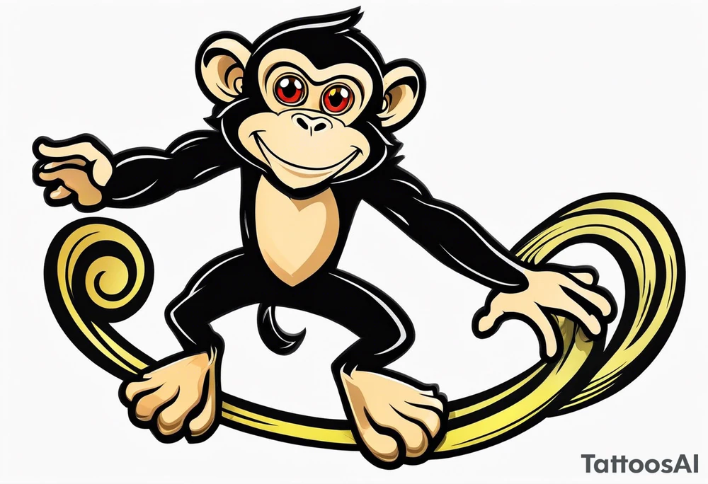 full body jumping monkey tattoo idea