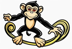 full body jumping monkey tattoo idea