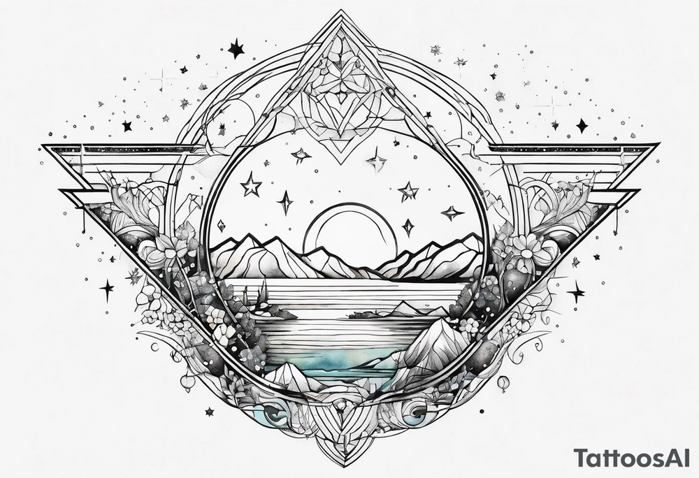Aquarius geometric constellation calm tattoo idea