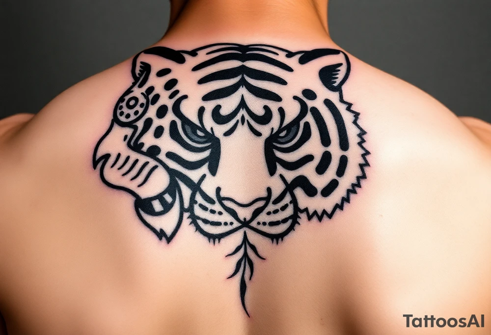 design japanese style tattoo with tiger stripe camouflage tattoo idea