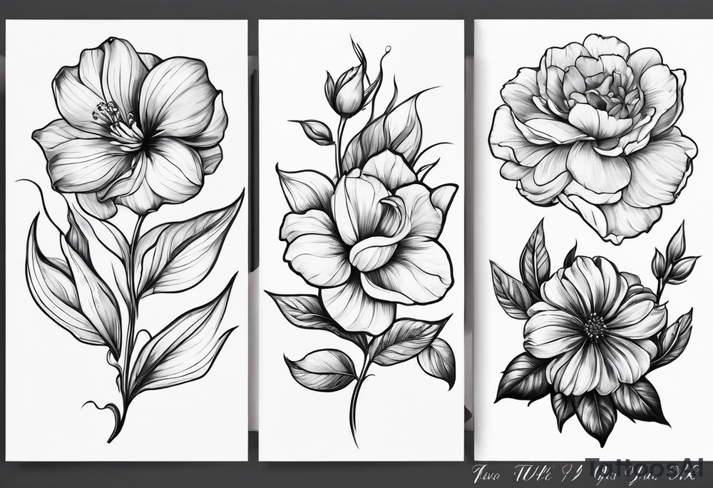 March, April June November December birth flowers tattoo idea