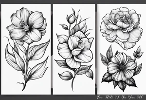 March, April June November December birth flowers tattoo idea