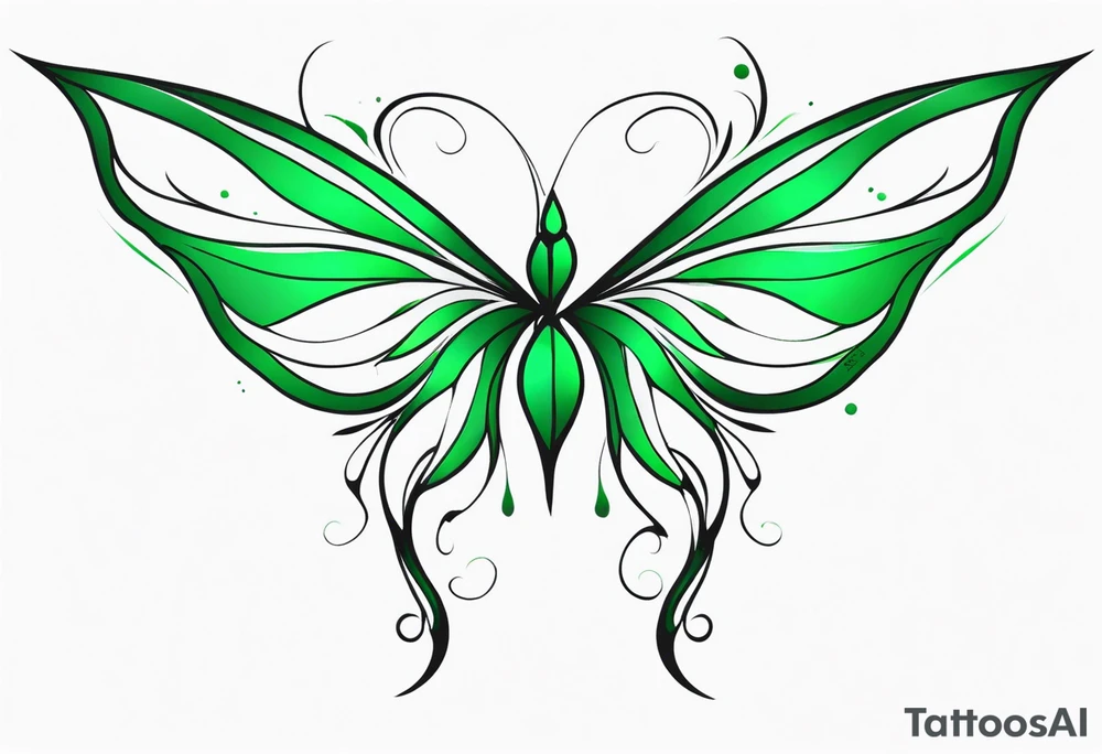 Green fairy wing tattoo idea