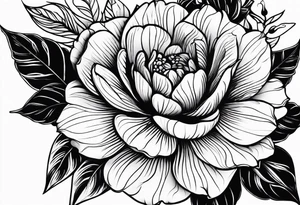 flower with geometric background with leaves tattoo idea