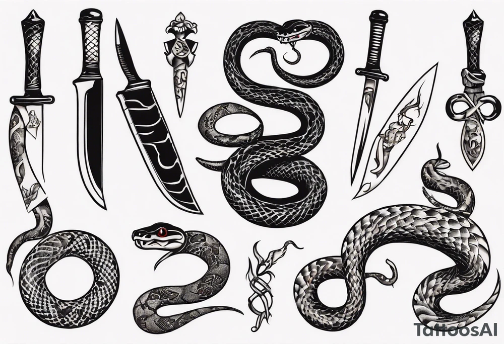 A snake wrapping a knife tattoo idea