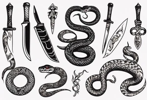 A snake wrapping a knife tattoo idea