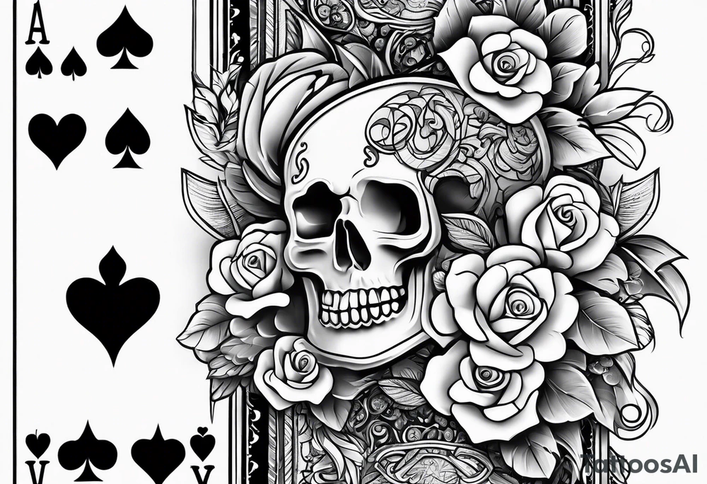 Forearm sleeve tattoo with playing cards and hearts tattoo idea