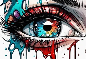 Bleeding tear flows from eye tattoo design tattoo idea