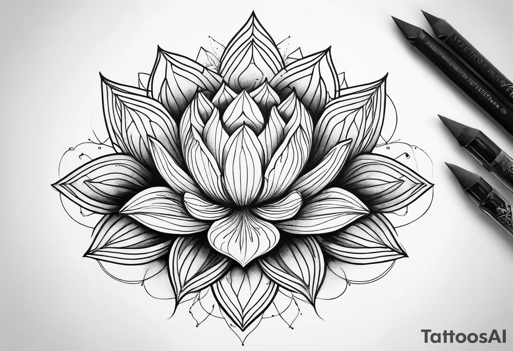 Lotus flower with geometric shapes tattoo idea