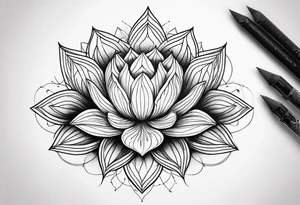 Lotus flower with geometric shapes tattoo idea