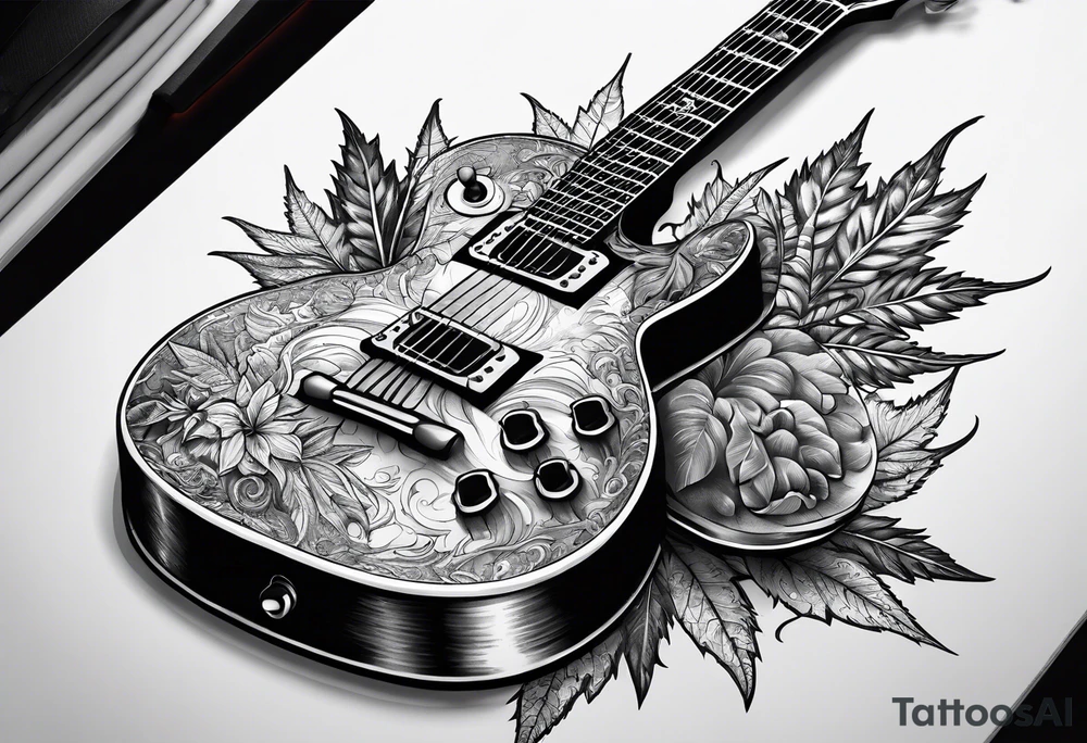 smoking weed, book, playing guitar tattoo idea