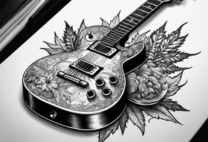 smoking weed, book, playing guitar tattoo idea