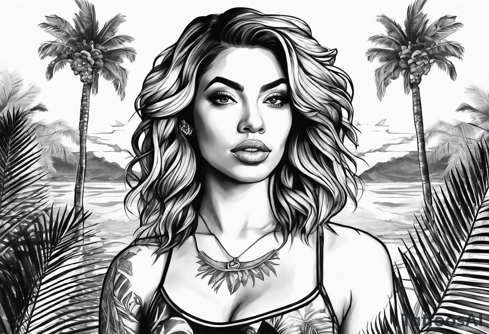 flo grown with palm trees tattoo idea