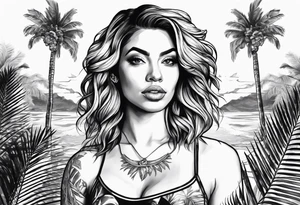 flo grown with palm trees tattoo idea