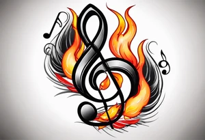 Musical notes on fire tattoo idea