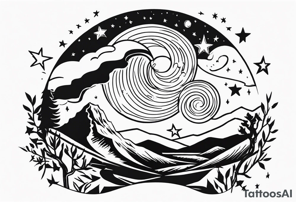 Starry night in collar bones tattoo idea