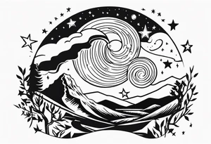 Starry night in collar bones tattoo idea