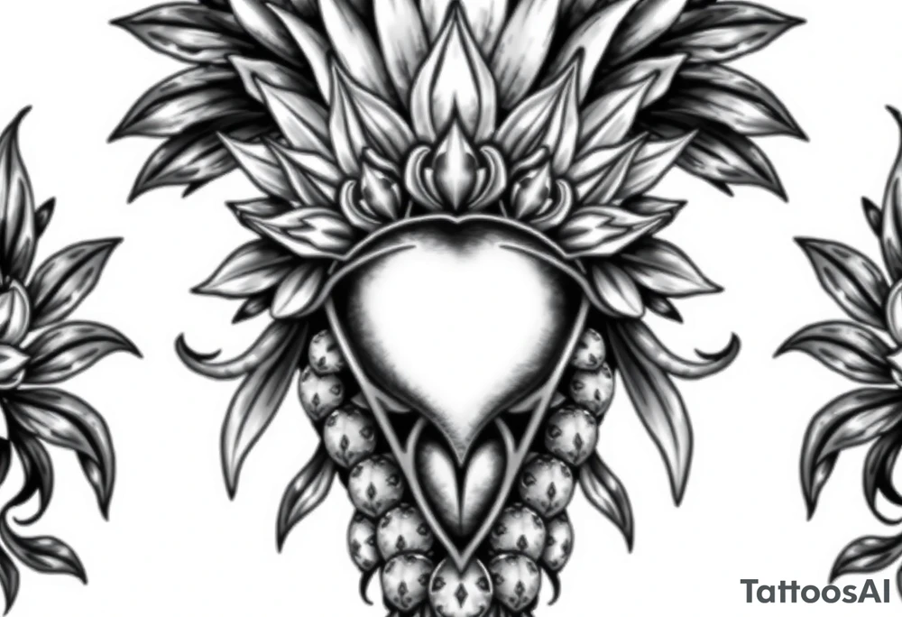 Majestic crown pineapple vagina and anus tattoo idea