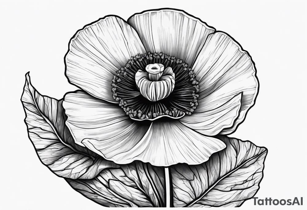 Poppy flower growing from a rock tattoo idea