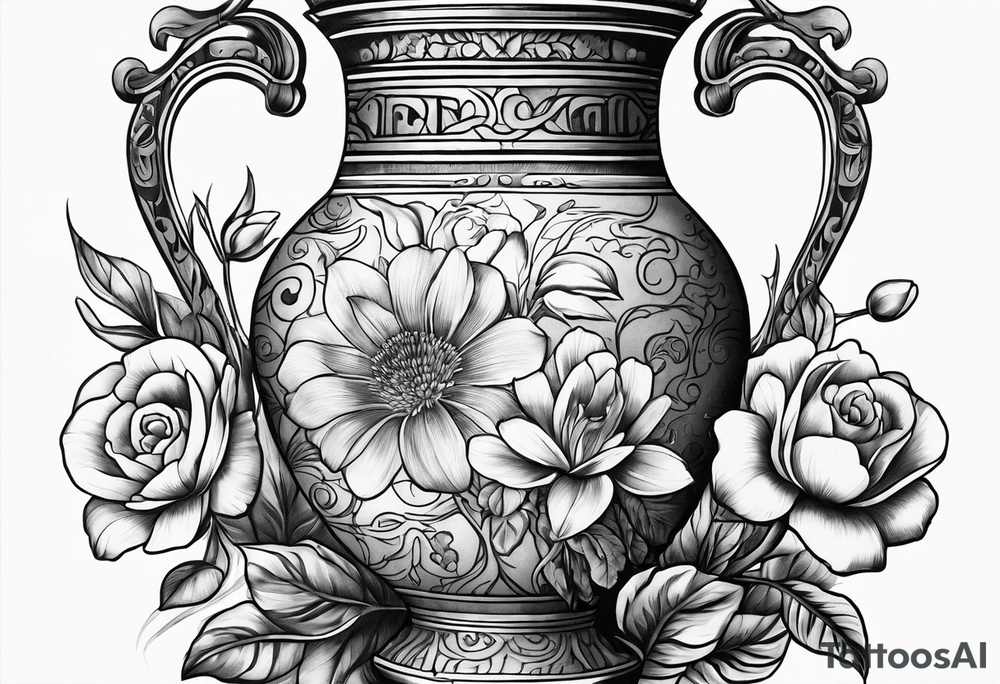 tattoo drawing ancient flower vase tattoo idea