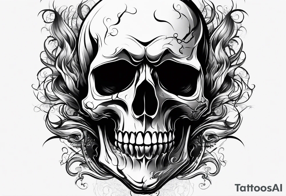 Skull grave flame tattoo idea